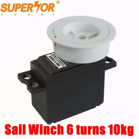 W5513-6T JX 6 turns 10kg Standard Metal Gear Sail Winch servo For RC Yacht DC motor 0.09sec 360 degree Kingmax SW5513-6MA